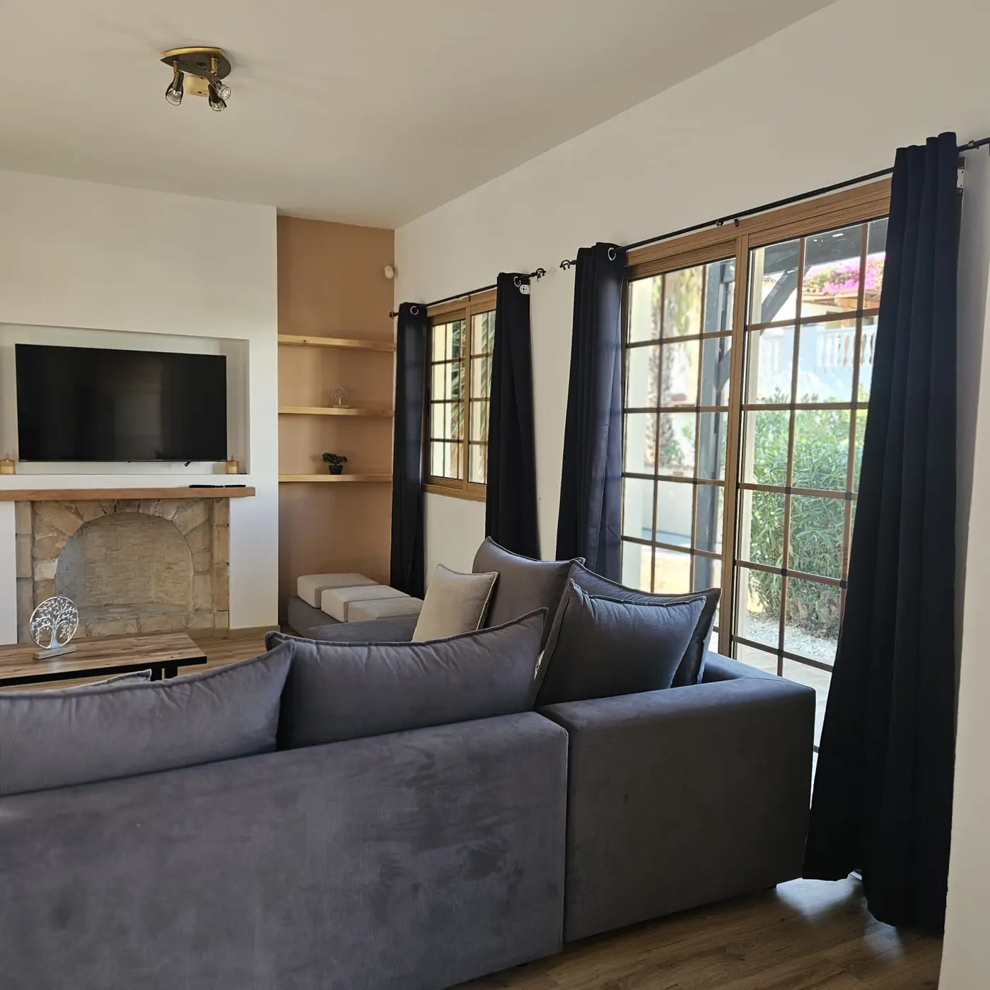 Bright living room with garden access